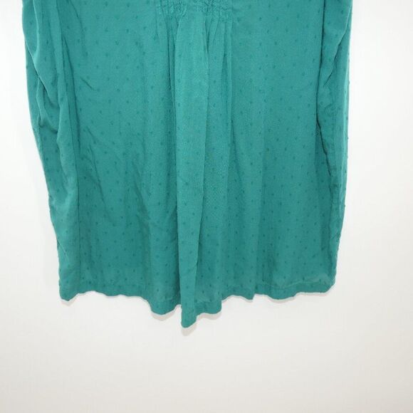 Great Northwest Indigo Green Sleeveless Pintuck Blouse M | Dobby Dot Boho Top - Picture 6 of 7